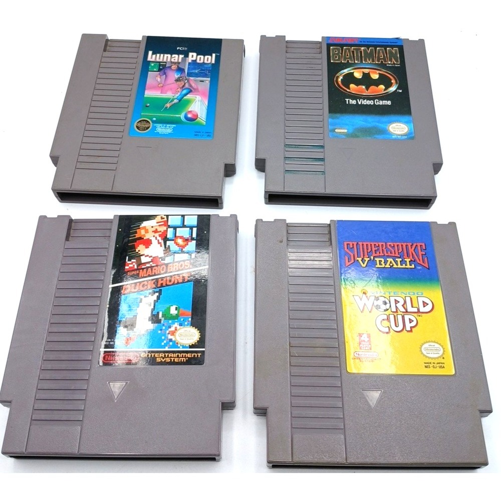 NES Lot SUPER MARIO BROS 4 Batman Duck Hunt Lunar Pool Superspike V Ball VTG